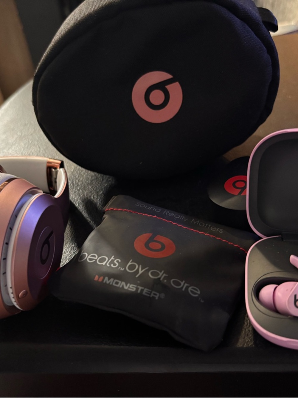 Beats by Dr. Dre Pink & Purple Headphones and Earbuds bundle